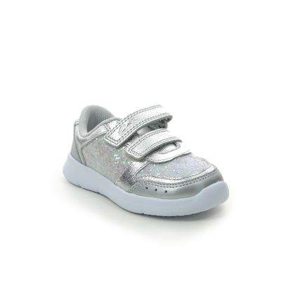 Clarks Girls Trainers - Silver Leather - 496487G ATH SONAR T