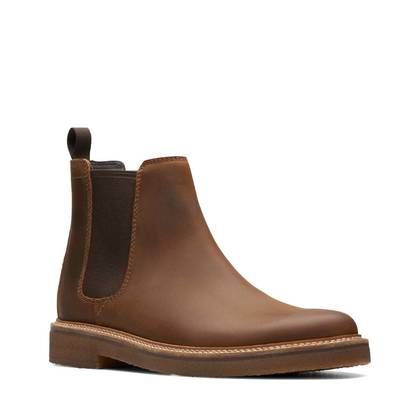 Clarks Chelsea Boots - Brown waxy leather - 735327G CLARKDALE EASY