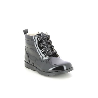 Clarks Infant Girls Boots - Black patent - 526687G DABI LACE T