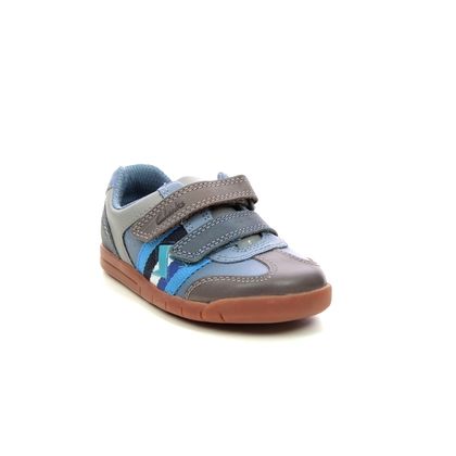 Clarks Boys First and Toddler Shoes - Blue Grey - 701126F DEN STRIPE T