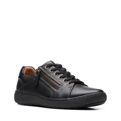 Clarks Comfort Lacing Shoes - Black Leather - 719864D NALLE LACE