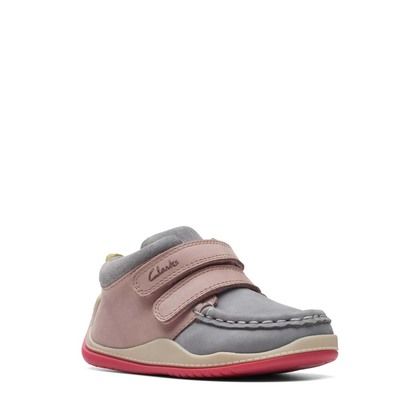 Clarks Infant Girls Boots - Grey Pink - 753196F NOODLE PLAY 2V