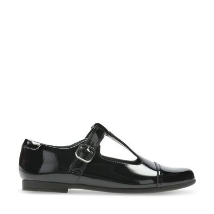 F & H Fittings Girls Inf Black Patent Clarks Formal Shoes Ting Fever 