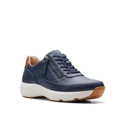 Clarks Comfort Lacing Shoes - Navy Leather - 766495E TIVOLI ZIP