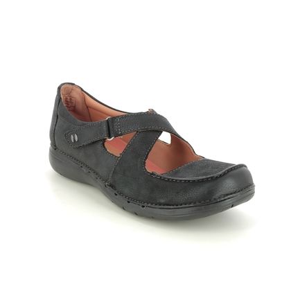 Clarks Mary Jane Shoes - Black leather - 749704D UN LOOP STRAP
