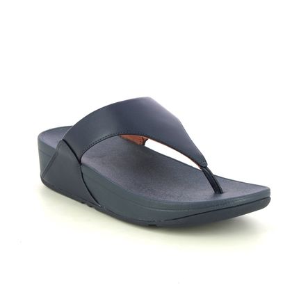 Fitflop Toe Post Sandals - Navy leather - 0188/A15 LULU LEATHER