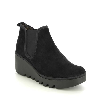 Fly London Wedge Boots - Black Suede - P501349 BYNE   BLU