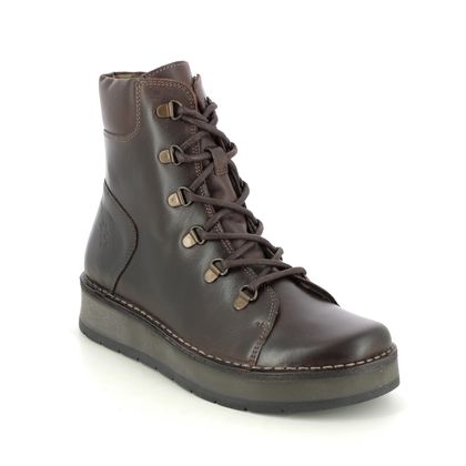 Fly London Lace Up Boots - Brown leather - P211094 ROXY   RAVI
