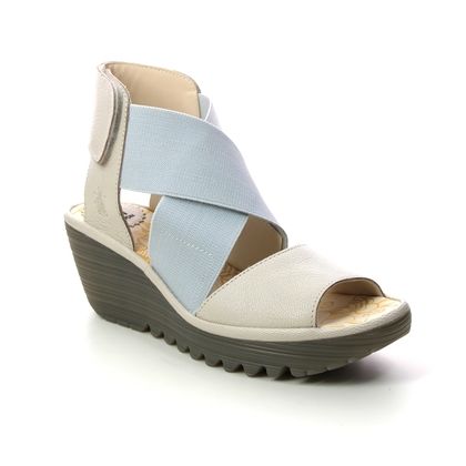 Fly London Gladiator Sandals - Off White - P501385 YUBA WEDGE YELL