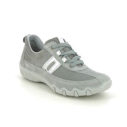Hotter Comfort Lacing Shoes - Grey Suede - 10111/03 LEANNE 2 WIDE