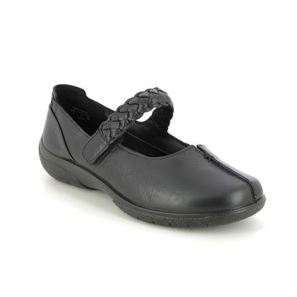 Hotter Mary Jane Shoes - Black leather - 11618/32 SHAKE 4 EEE WIDE