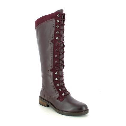 Hush Puppies Knee High Boots - Burgundy Leather - 1234561 RUDY BOOT LACE