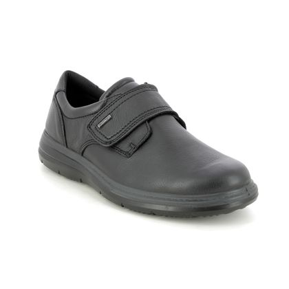 IMAC Mens Velcro Shoes - Black leather - 1629/M337A BELFAST TEX WIDE