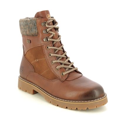 Remonte Lace Up Boots - Tan Leather  - D9378-22 CASTLE GRIP TEX