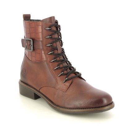 Remonte Lace Up Boots - Brown leather - D0F72-22 PEECHLACE