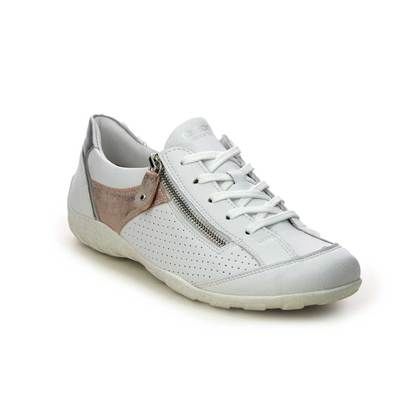 Remonte Comfort Lacing Shoes - WHITE LEATHER - R3411-81 LIVZIPA