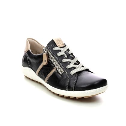 Remonte Comfort Lacing Shoes - Black tan - R1426-01 ZIGZIP 1