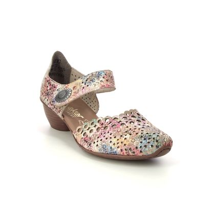 Rieker Comfort Slip On Shoes - Pink Floral - 43753-91 MIRCIRCLE
