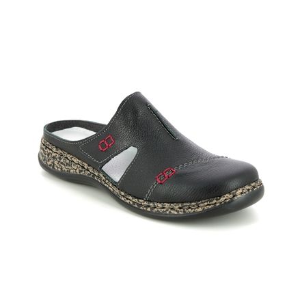 Rieker Slippers & Mules - Black leather - 46362-00 DAISMUVEL
