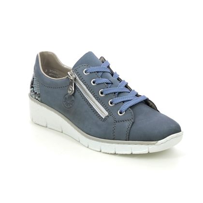 Rieker Comfort Lacing Shoes - Denim leather - 53702-15 BOCCIZIP LACE