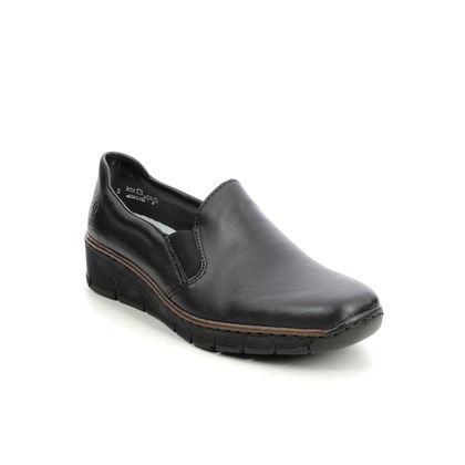 Rieker Comfort Slip On Shoes - Black leather - 53766-01 BOCCIAGO