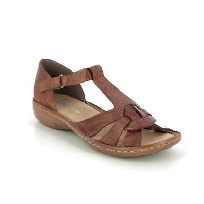 Rieker Comfortable Sandals - Tan Leather - 60828-24 REGIBACK
