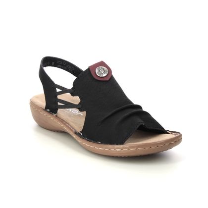 Rieker Comfortable Sandals - Black - 60872-00 REGIKORSLI