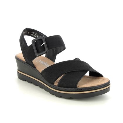 Rieker Wedge Sandals - Black - 67463-00 MONTCROSS