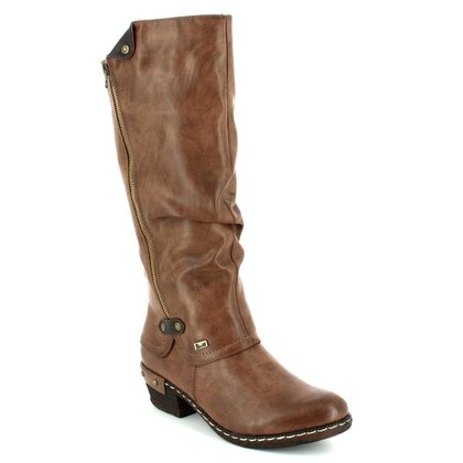 Rieker Knee High Boots - Brown - 93655-26 BERNALO TEX