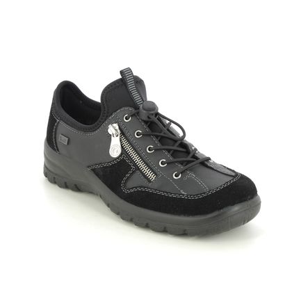 Rieker Comfort Lacing Shoes - Black Suede - L7157-00 EIKEZIP TEX