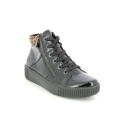 Rieker Hi Top Boots - Black patent - M6434-01 DURLOLEP