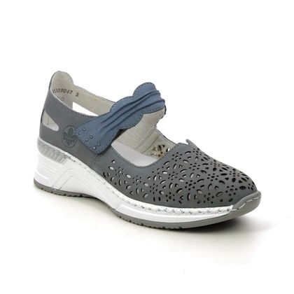 Rieker Mary Jane Shoes - Denim blue - N4367-14 VICTIBAR