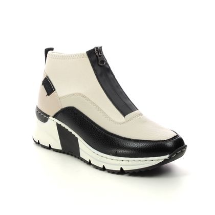 Rieker Hi Top Boots - Off White Black - N6352-60 VINDAZ HI