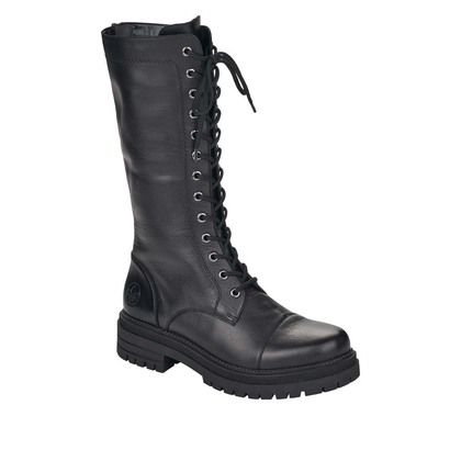 Rieker Knee High Boots - Black leather - Y3132-00 CAPLON LACE