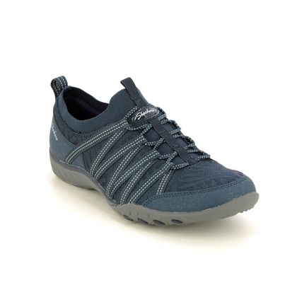 Skechers Comfort Lacing Shoes - Navy - 100244 BREATHE EASY BUNGEE