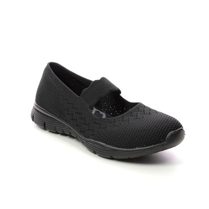 Skechers Up Lifted Relaxed Fit BBK Black Womens Mary Jane Shoes 100453