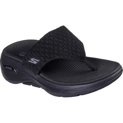 Skechers Toe Post Sandals - Black - 140803 Go Walk Arch Fit Sandal Spellbound