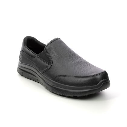 Skechers Slip-on Shoes - Black - 77071 WORK LEATHER SLIP RESISTANT