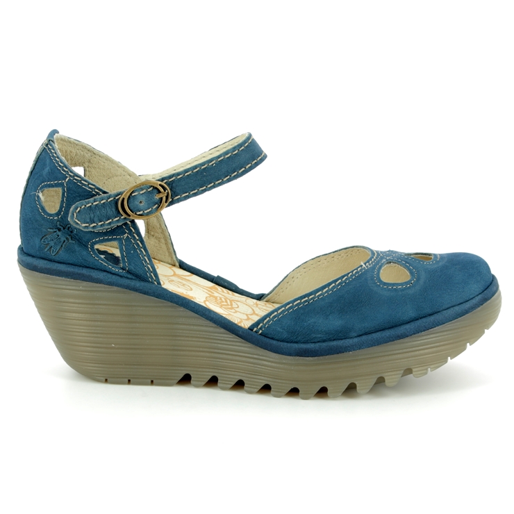 Fly London Yuna P500016-118 Blue Wedge Shoes