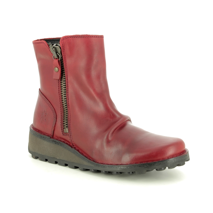 Fly London Mon P210944-003 Red leather ankle boots
