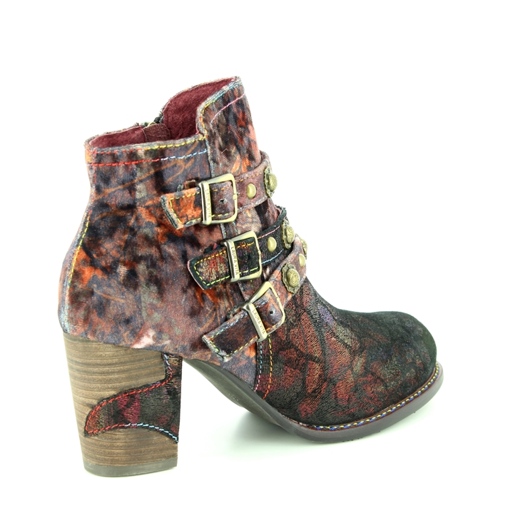 Laura Vita Anna 128 8501-81 Wine floral ankle boots