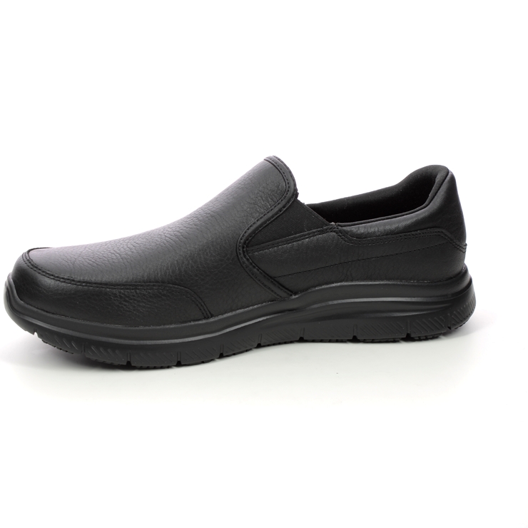 Skechers Work Leather Slip Resistant BLK Black Mens Slip-on Shoes 77071EC
