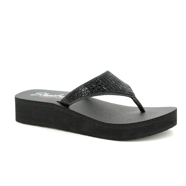 Skechers Vinyasa Tiger 31601 BBK Black Toe Post Sandals
