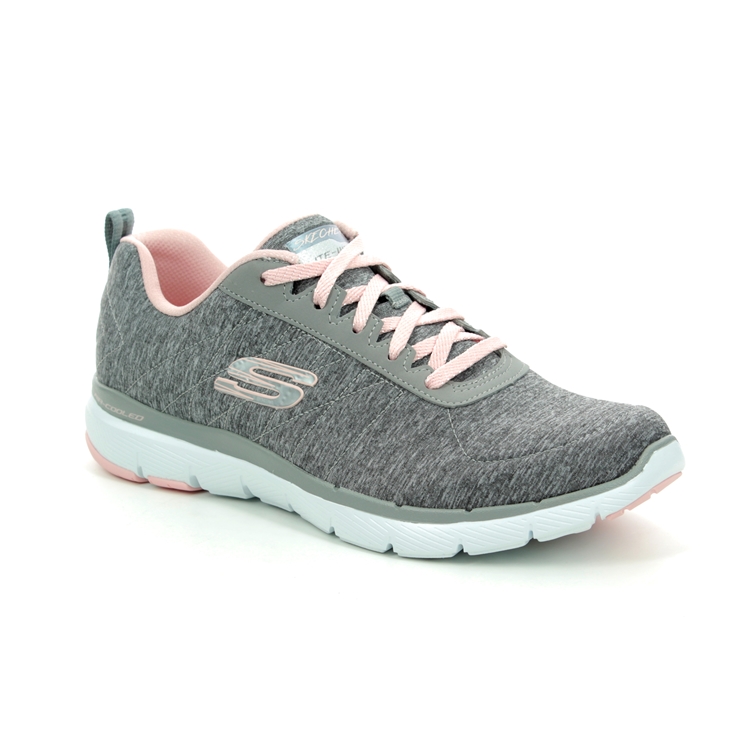 grey and pink sketchers