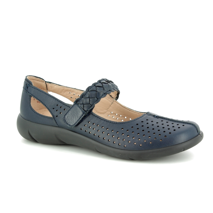 Hotter Quake E Fit 9107-70 Navy leather Mary Jane Shoes