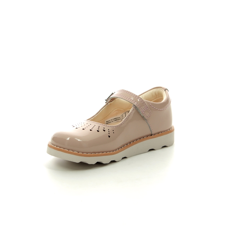 Clarks Crown Jump T F Fit Nude Patent first shoes
