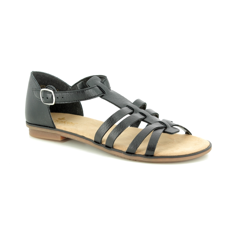 Rieker 64288-01 Black Flat Sandals