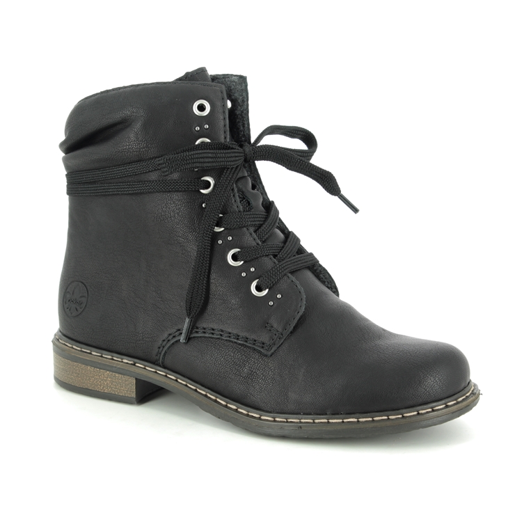 Rieker 71218-00 Black Womens Ankle Boots