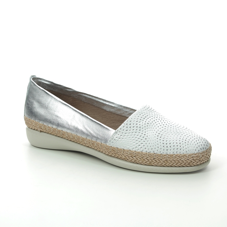 Flex and Go Aero ST0764-01 White Silver Comfort Slip On Shoes