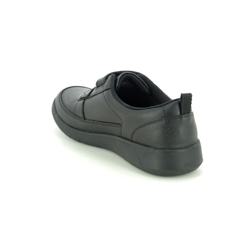 Clarks Scape Flare Y E Fit Black leather Boys Shoes
